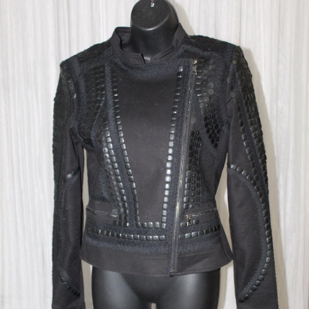 BCBG Max Azria Embellished Moto Jacket.  Sz. M